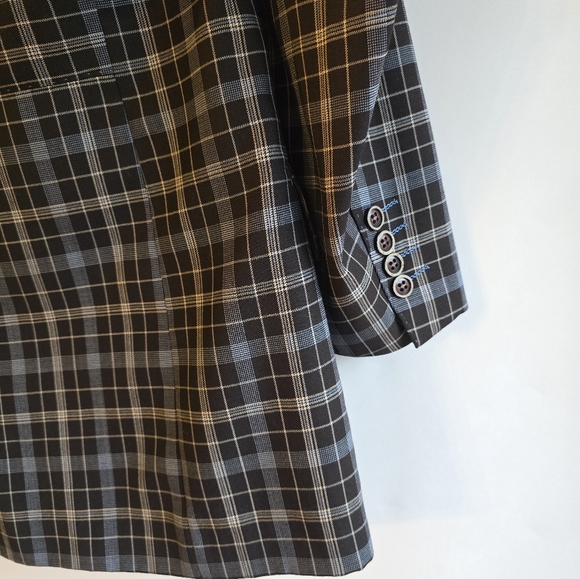 TAYLON MEN'S THREE PIECE SUIT CLASSIC JACKET 42L VEST 42L PANTS WAIST 38L PLAID - Picture 4 of 13